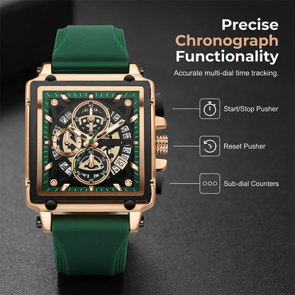 Men's Square Face Watch with Hollow-Out Dial