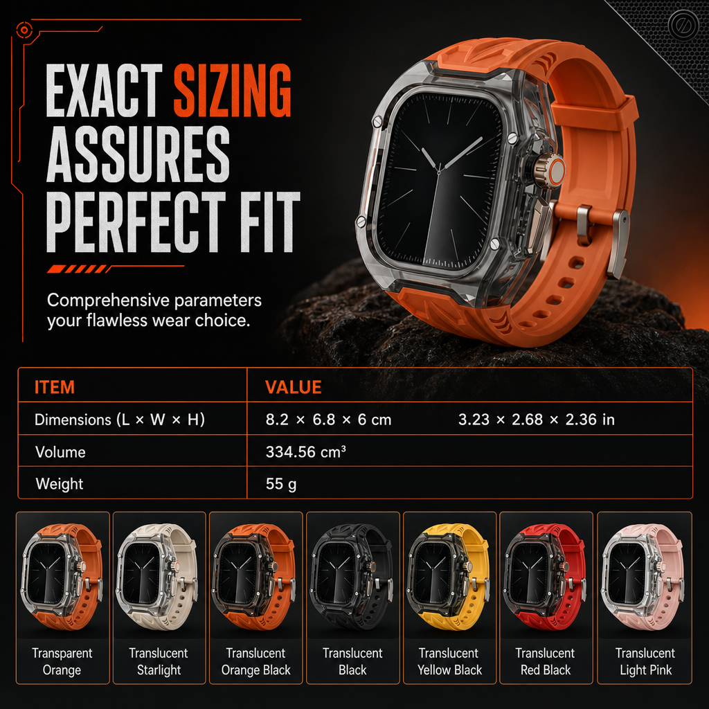 Integrated Smartwatch Band with Protective Case Color Blocking Translucent Sport Strap for 40mm 41mm 42mm 44mm 45mm 46mm 49mm