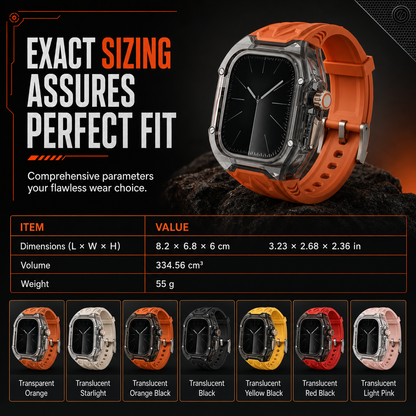 Integrated Smartwatch Band with Protective Case Color Blocking Translucent Sport Strap for 40mm 41mm 42mm 44mm 45mm 46mm 49mm