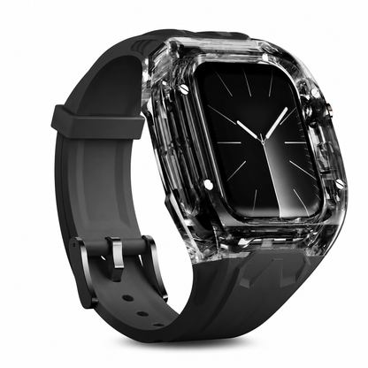 Integrated Smartwatch Band with Protective Case Color Blocking Translucent Sport Strap for 40mm 41mm 42mm 44mm 45mm 46mm 49mm