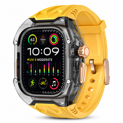 Integrated Smartwatch Band with Protective Case Color Blocking Translucent Sport Strap for 40mm 41mm 42mm 44mm 45mm 46mm 49mm