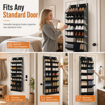 Over the Door Hanging Storage Bag with 20 Mesh Pockets Large Capacity Non-Woven Multi-Layer Organizer for Household Storage