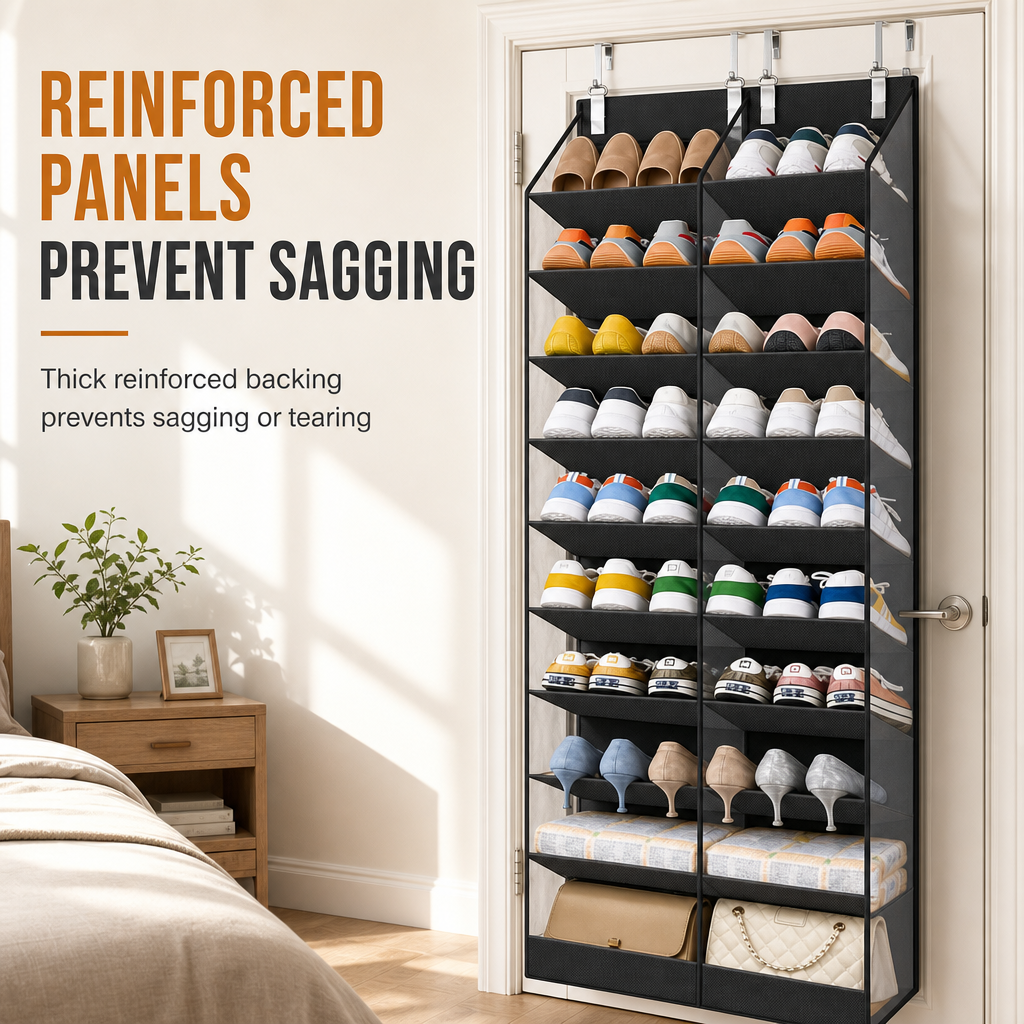 Over the Door Hanging Storage Bag with 20 Mesh Pockets Large Capacity Non-Woven Multi-Layer Organizer for Household Storage