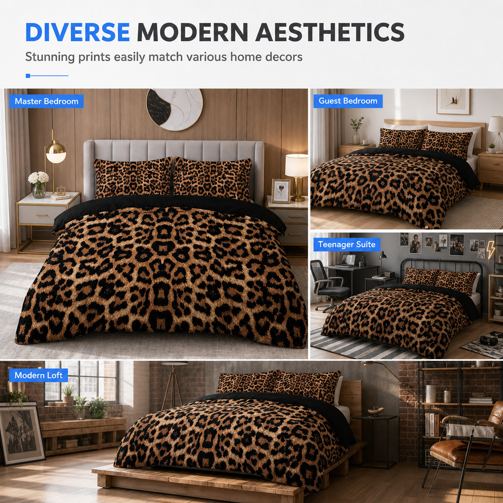 ⏳🔥LIMITED-TIME 50% OFF! ⏰🛏️ Duvet Cover Bedding Set,  Digital Print – Polyester, With Matching Pillowcases🐆