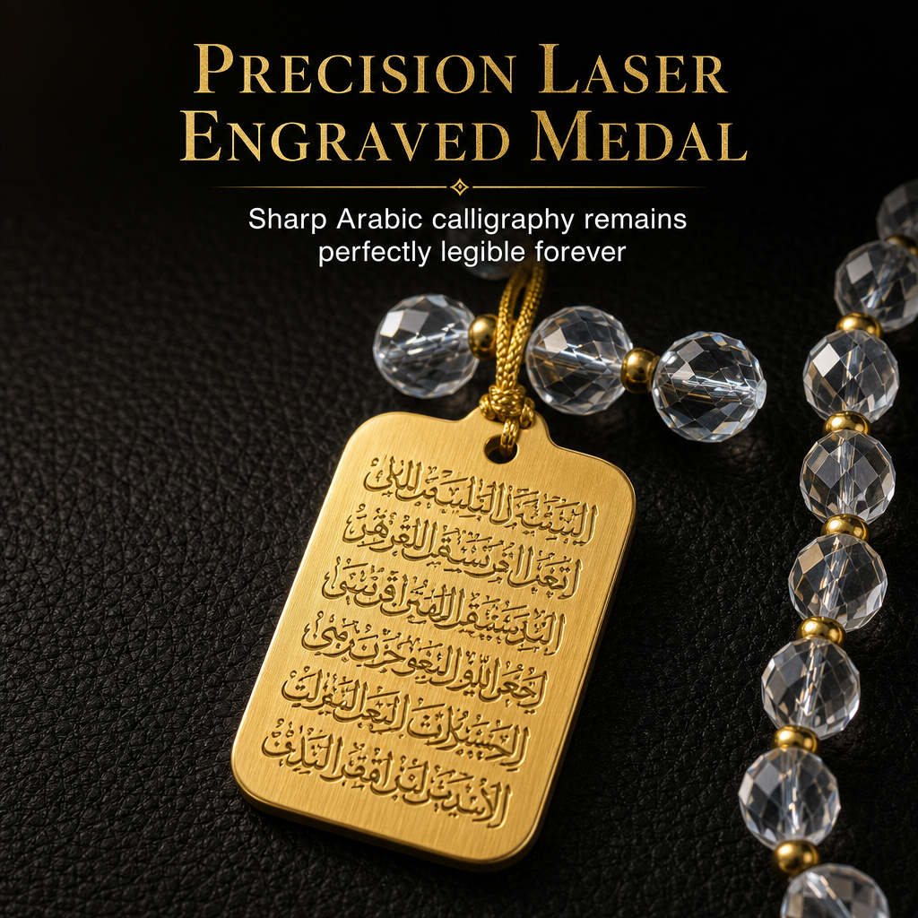 ⏳Limited-time 50% off⏰Stainless Steel Arabic Medallion Car Hanging Ornament🏷️– Blue Glass Chain Auto Mirror Charm🚗