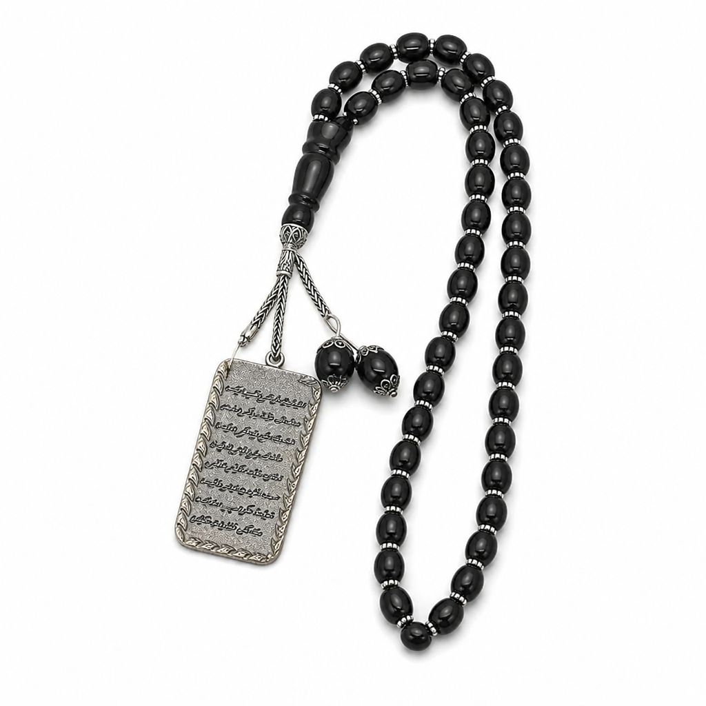⏳Limited-time 50% off⏰Stainless Steel Arabic Medallion Car Hanging Ornament🏷️– Blue Glass Chain Auto Mirror Charm🚗