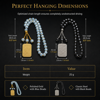⏳Limited-time 50% off⏰Stainless Steel Arabic Medallion Car Hanging Ornament🏷️– Blue Glass Chain Auto Mirror Charm🚗