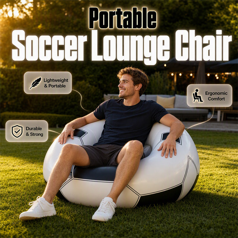 ⏳🔥LIMITED-TIME 50% OFF! ⏰⚽ Inflatable PVC Soccer-Shaped Sofa 🛋️– Fun Football Design, Durable & Portable Lounger for Game Room, Party, Bedroom & Match Nights ✨