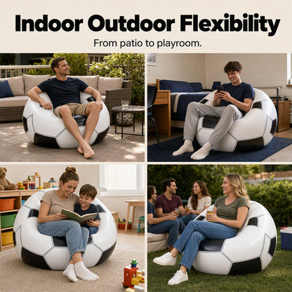 ⏳🔥LIMITED-TIME 50% OFF! ⏰⚽ Inflatable PVC Soccer-Shaped Sofa 🛋️– Fun Football Design, Durable & Portable Lounger for Game Room, Party, Bedroom & Match Nights ✨