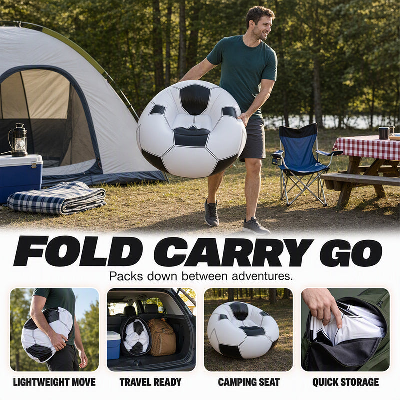 ⏳🔥LIMITED-TIME 50% OFF! ⏰⚽ Inflatable PVC Soccer-Shaped Sofa 🛋️– Fun Football Design, Durable & Portable Lounger for Game Room, Party, Bedroom & Match Nights ✨
