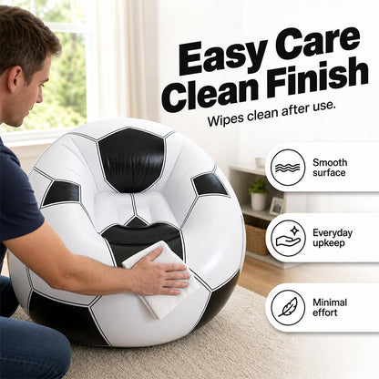 ⏳🔥LIMITED-TIME 50% OFF! ⏰⚽ Inflatable PVC Soccer-Shaped Sofa 🛋️– Fun Football Design, Durable & Portable Lounger for Game Room, Party, Bedroom & Match Nights ✨