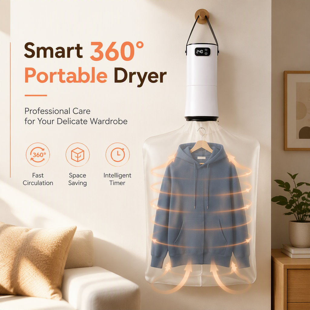 ⏳🔥LIMITED-TIME 50% OFF! ⏰Portable Clothes Dryer: Rapid Heat, Silent Night Drying, Foldable, Travel-Friendly, 4-Step Setup👕