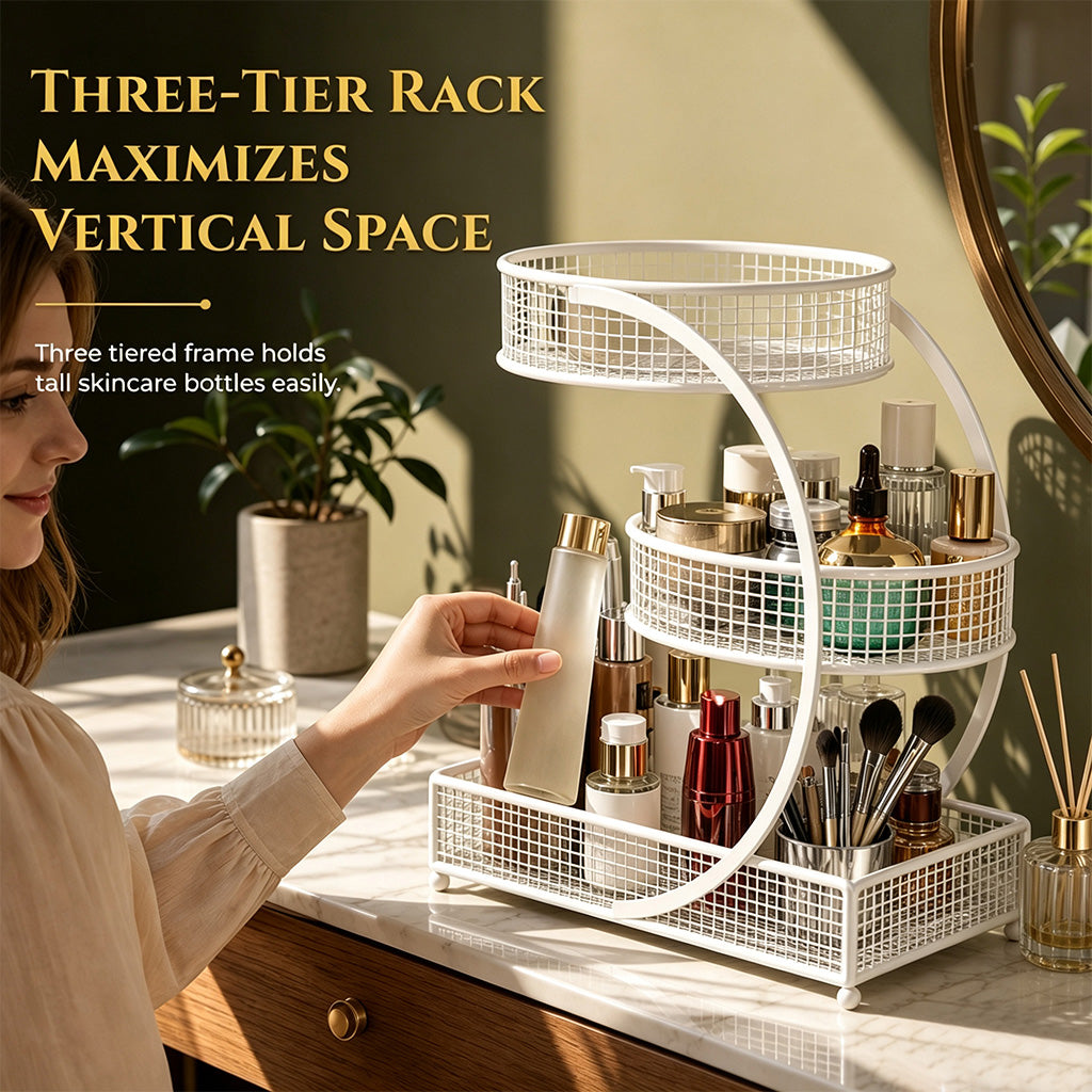 Cosmetic Organizer Shelf for Vanity and Bathroom Countertop Desktop Skincare and Makeup Storage Rack