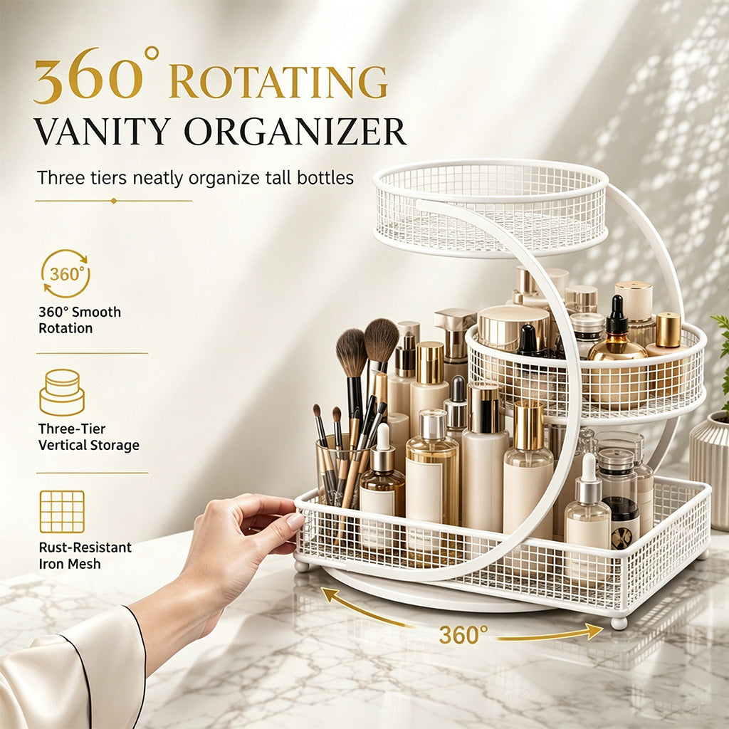 Cosmetic Organizer Shelf for Vanity and Bathroom Countertop Desktop Skincare and Makeup Storage Rack