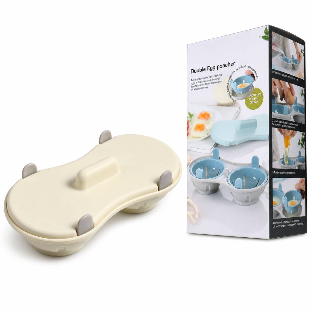 🍳⚡Dual-Compartment Microwave Egg Poacher | Cook Two Poached Eggs Quickly⏱️