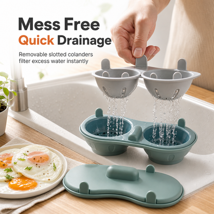 🍳⚡Dual-Compartment Microwave Egg Poacher | Cook Two Poached Eggs Quickly⏱️