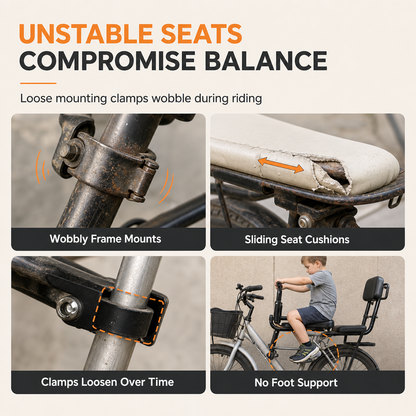 ⏳Time-Limited Special⏰Bicycle Child Seat with Backrest and Cushion for Mountain Bikes Outdoor Parent Child Cycling