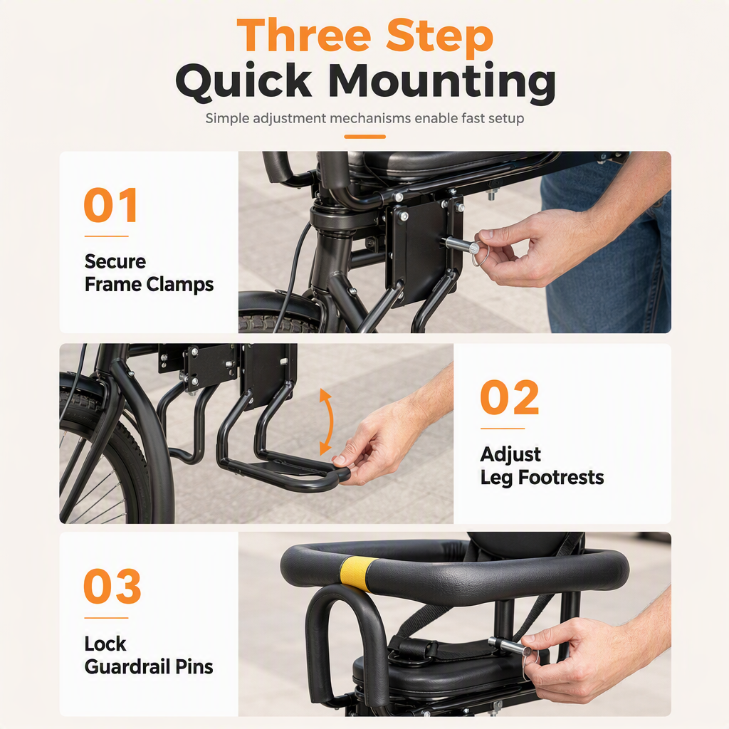 ⏳Time-Limited Special⏰Bicycle Child Seat with Backrest and Cushion for Mountain Bikes Outdoor Parent Child Cycling