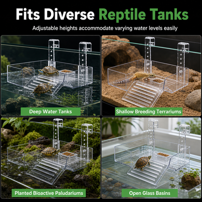 ☀️ 50% OFF! ✨ Hanging Turtle Basking Platform – Clear Acrylic Non-Slip Ramp, Built-In Feeding Trough & Adjustable Mount – Multi-Zone Resting Deck for Healthy Shell Growth 🐢