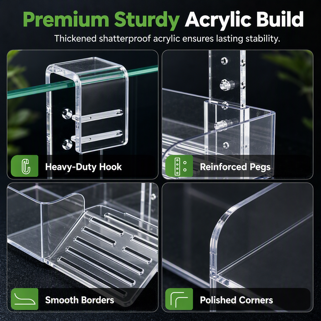 ☀️ 50% OFF! ✨ Hanging Turtle Basking Platform – Clear Acrylic Non-Slip Ramp, Built-In Feeding Trough & Adjustable Mount – Multi-Zone Resting Deck for Healthy Shell Growth 🐢