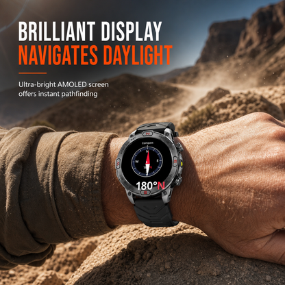 📢📢50% OFF !! ⏰Rugged Smart Watch – Bluetooth Call & Health Monitor, Durable Outdoor Fitness Watch for Men ⌚⛰️