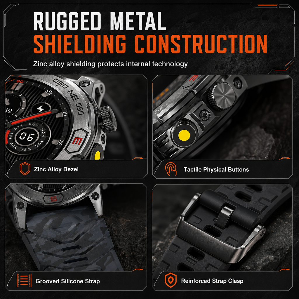 📢📢50% OFF !! ⏰Rugged Smart Watch – Bluetooth Call & Health Monitor, Durable Outdoor Fitness Watch for Men ⌚⛰️