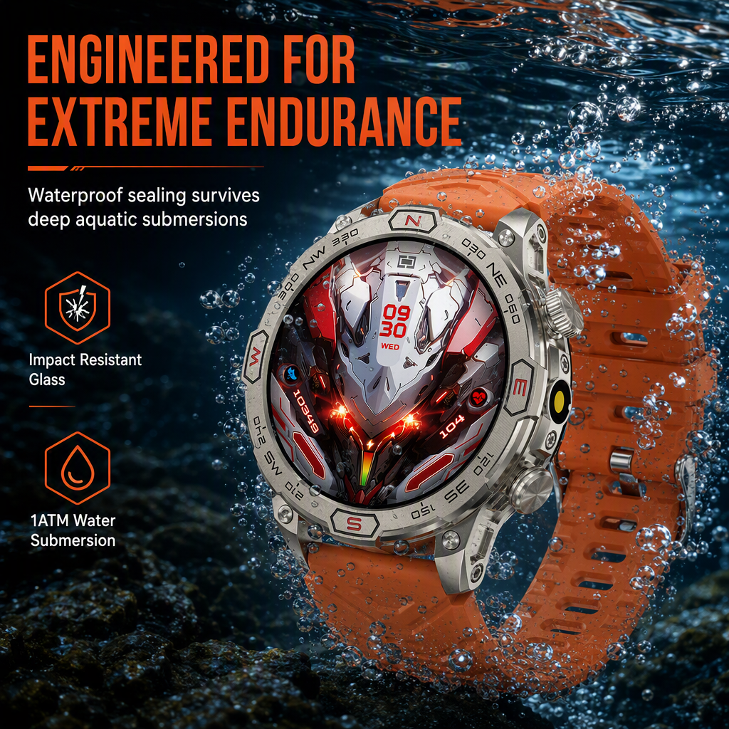 📢📢50% OFF !! ⏰Rugged Smart Watch – Bluetooth Call & Health Monitor, Durable Outdoor Fitness Watch for Men ⌚⛰️