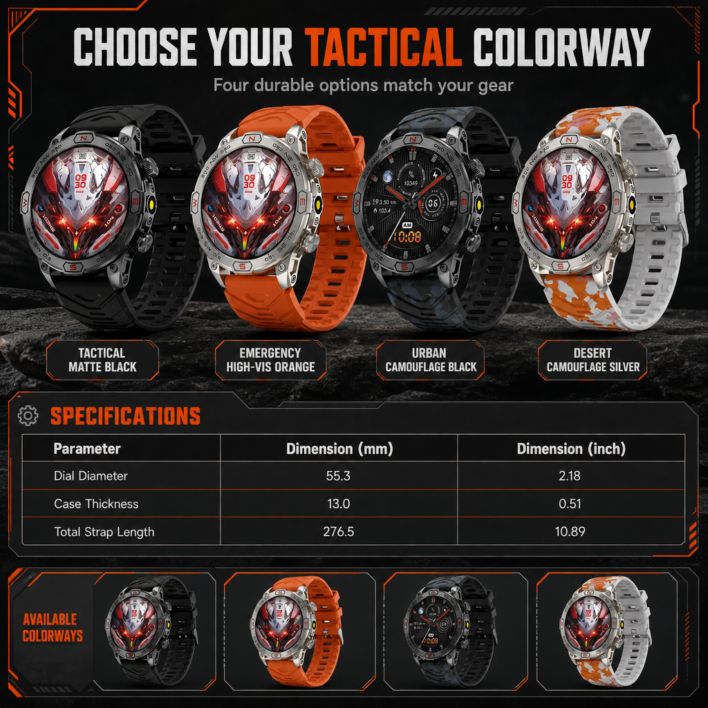 📢📢50% OFF !! ⏰Rugged Smart Watch – Bluetooth Call & Health Monitor, Durable Outdoor Fitness Watch for Men ⌚⛰️