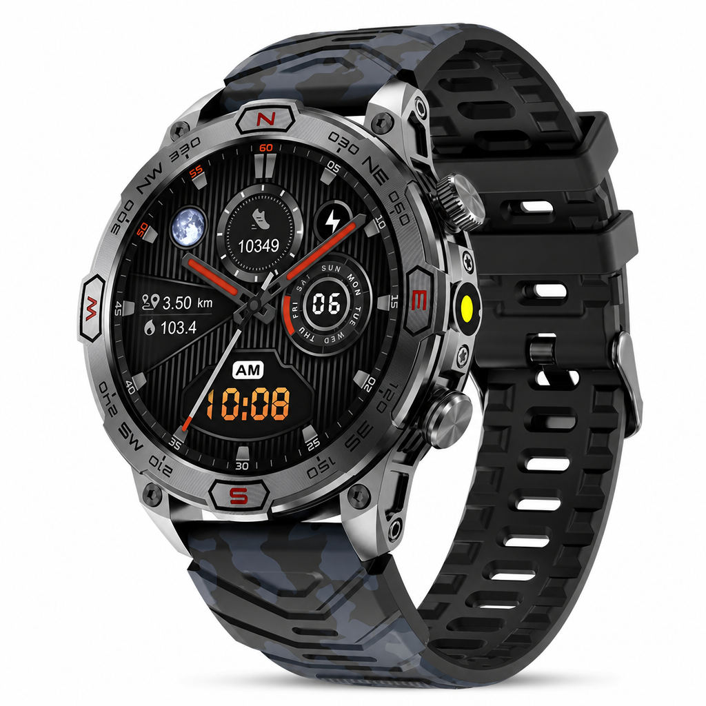📢📢50% OFF !! ⏰Rugged Smart Watch – Bluetooth Call & Health Monitor, Durable Outdoor Fitness Watch for Men ⌚⛰️
