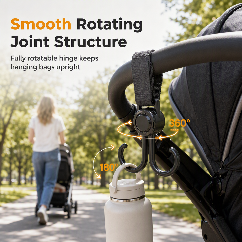 ⏳Time-Limited Special⏰360 Degree Rotatable Double Stroller Hooks – Heavy Load, Multi-scene, Easy Install ✨