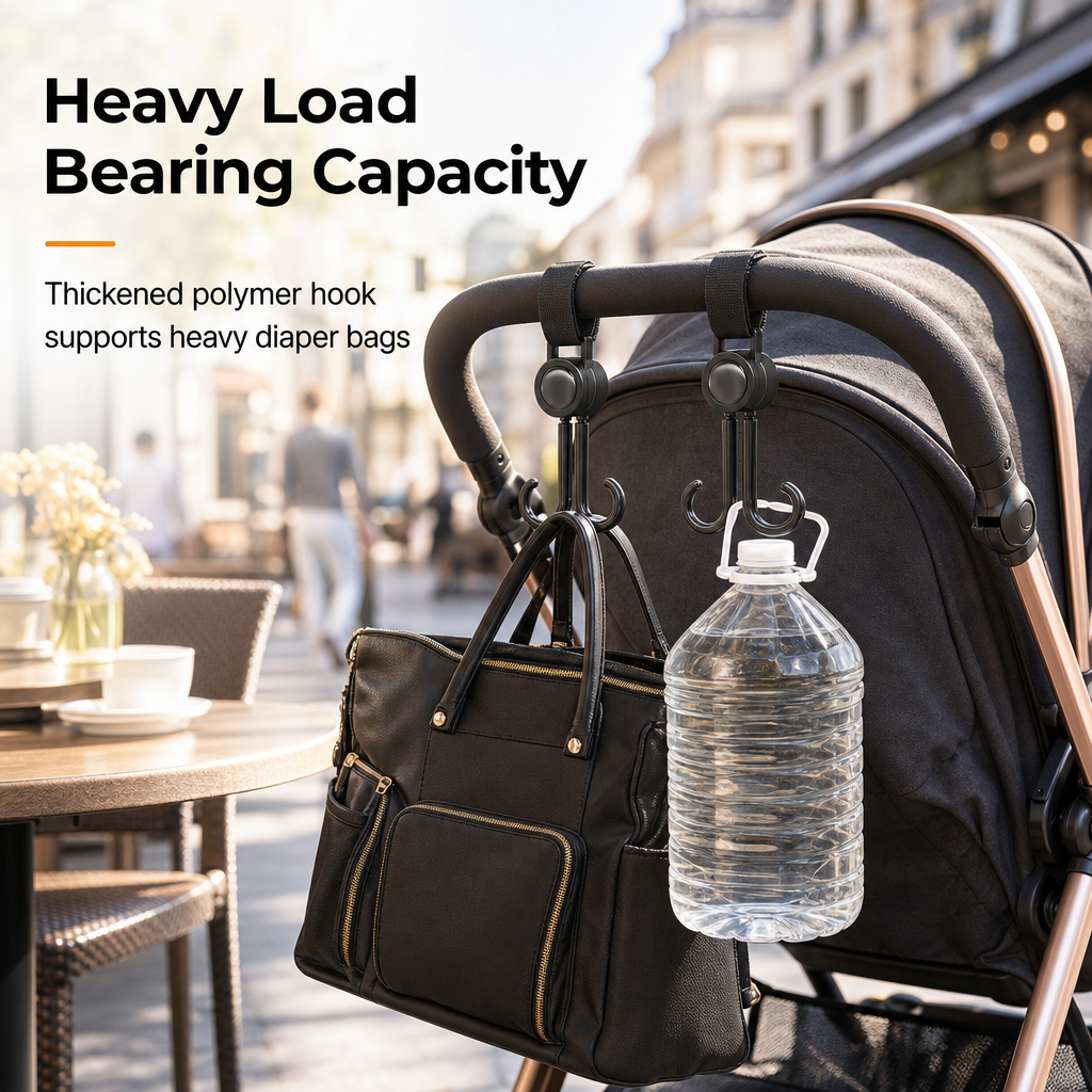 ⏳Time-Limited Special⏰360 Degree Rotatable Double Stroller Hooks – Heavy Load, Multi-scene, Easy Install ✨