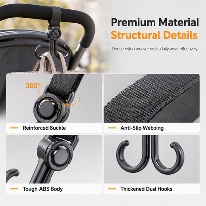 ⏳Time-Limited Special⏰360 Degree Rotatable Double Stroller Hooks – Heavy Load, Multi-scene, Easy Install ✨