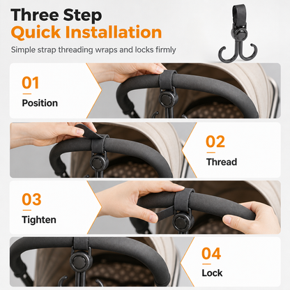 ⏳Time-Limited Special⏰360 Degree Rotatable Double Stroller Hooks – Heavy Load, Multi-scene, Easy Install ✨