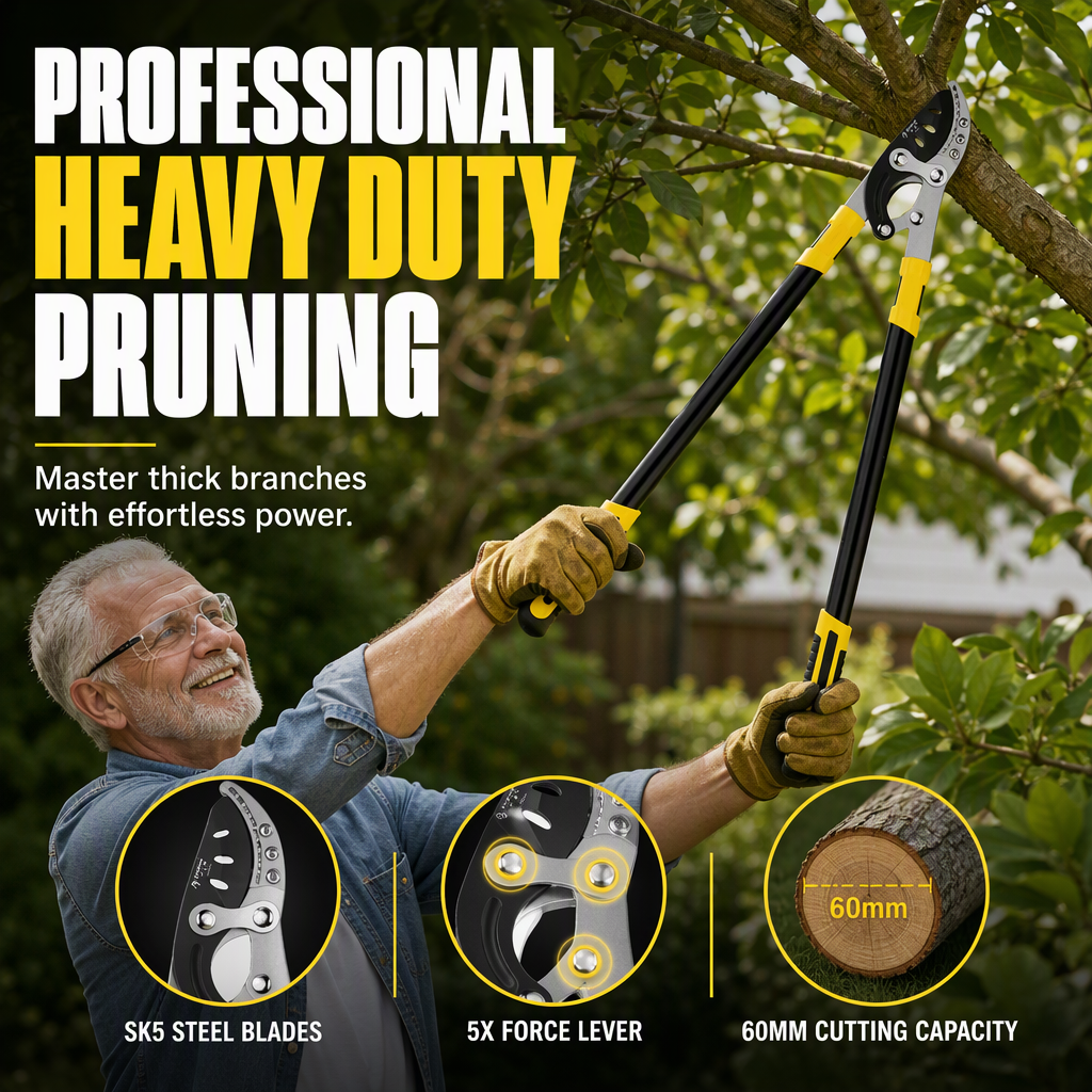 🌳 50% OFF NOW! ✂️ Heavy-Duty Garden Loppers – Compound Leverage, Hardened Steel & Aviation-Grade Aluminum – For Thick Branches & Fruit Trees 💪