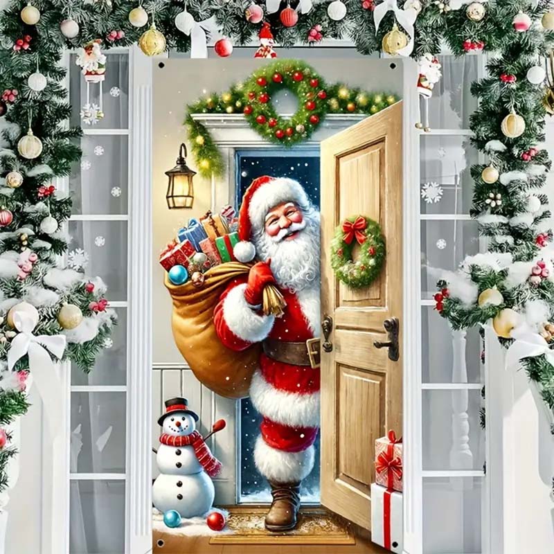 🎄✨ LIMITED-TIME 50% OFF! Christmas Door Cover — Instant Holiday Decor, Fade Resistant 🎅