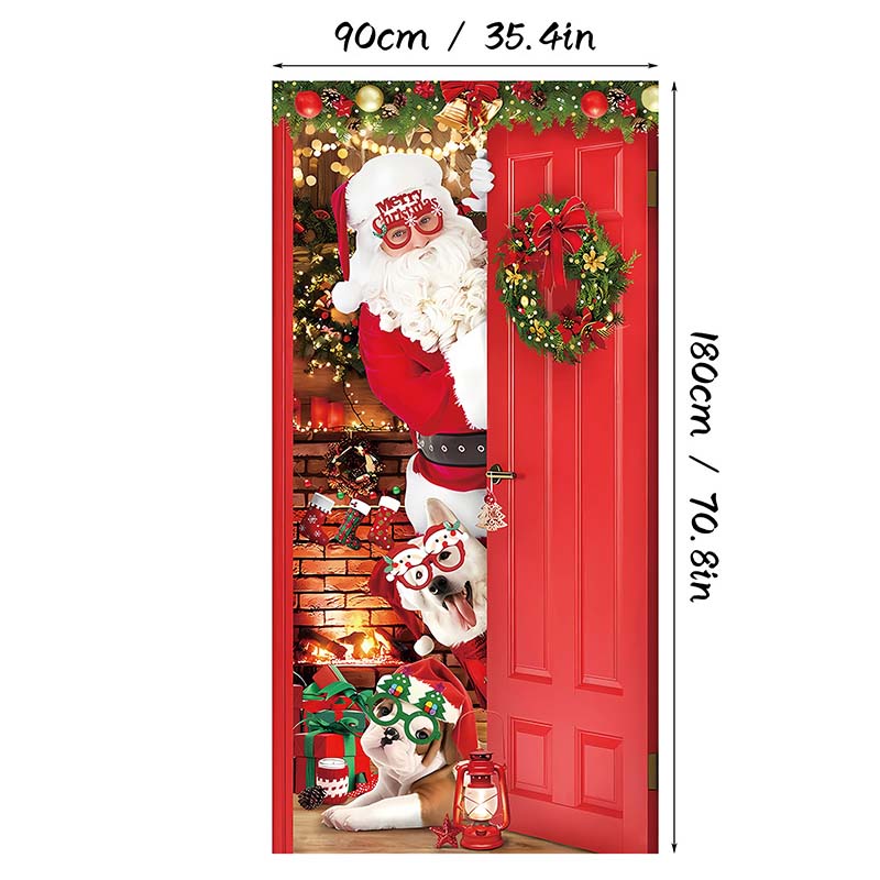 🎄✨ LIMITED-TIME 50% OFF! Christmas Door Cover — Instant Holiday Decor, Fade Resistant 🎅
