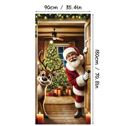 🎄✨ LIMITED-TIME 50% OFF! Christmas Door Cover — Instant Holiday Decor, Fade Resistant 🎅
