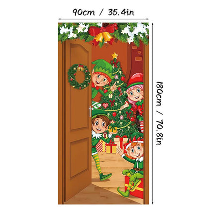 🎄✨ LIMITED-TIME 50% OFF! Christmas Door Cover — Instant Holiday Decor, Fade Resistant 🎅