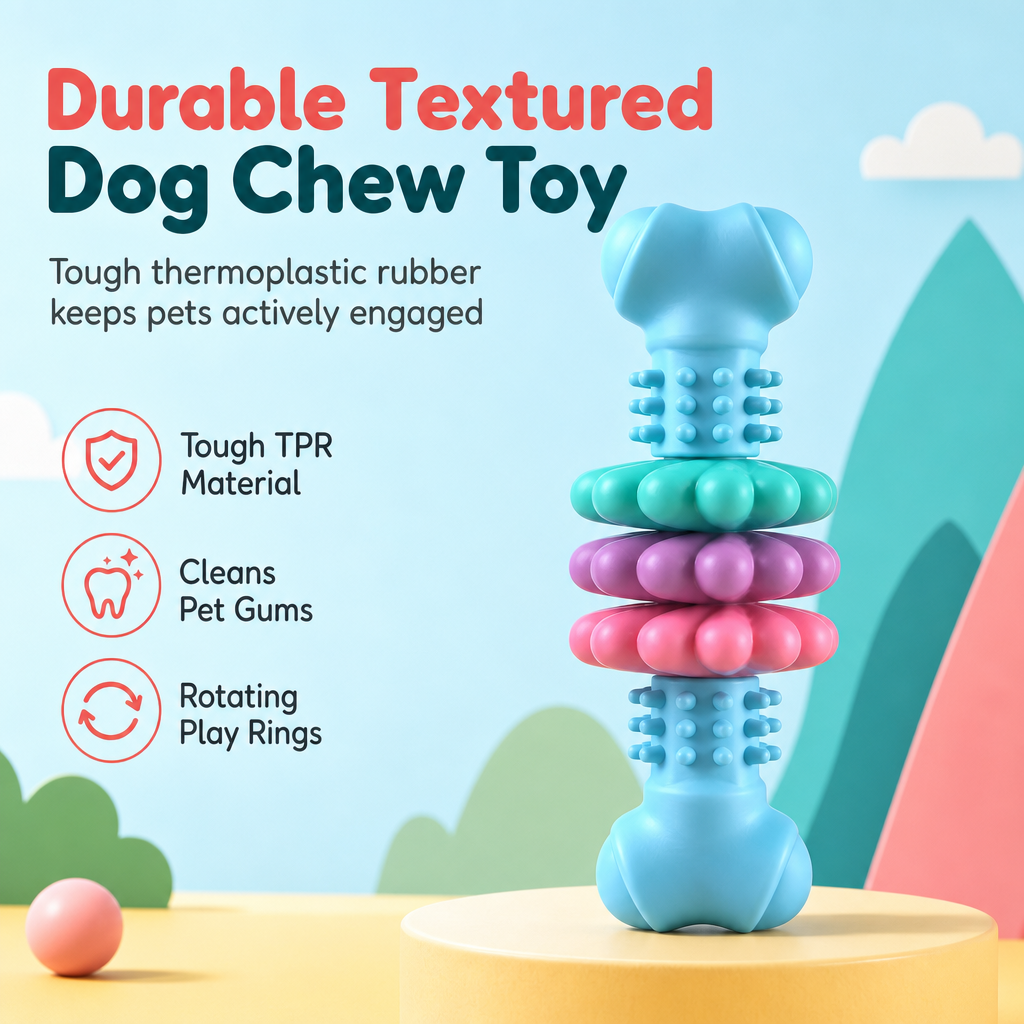 🐕Durable TPR Bone-Shaped Dog Chew Toy – Bite-Resistant & Teething-Friendly for Large Dogs 🦴