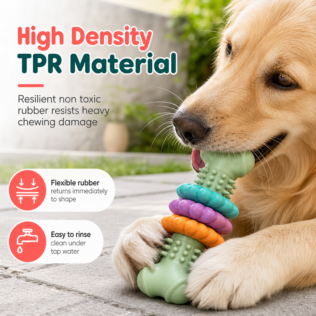 🐕Durable TPR Bone-Shaped Dog Chew Toy – Bite-Resistant & Teething-Friendly for Large Dogs 🦴
