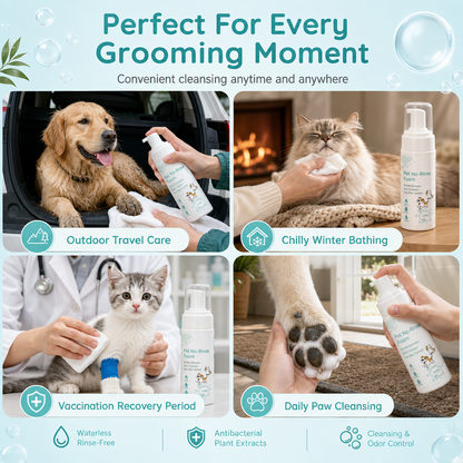 🐾 50% OFF! ✨ No-Rinse Pet Cleansing Foam – Gentle Waterless Mousse, Botanical-Extract Formula & Targeted Cleaning for Paws, Chins & Fur – Quick Freshening Between Baths, Travel & Winter 🌿
