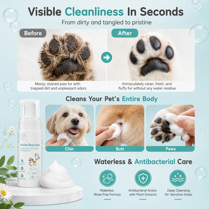 🐾 50% OFF! ✨ No-Rinse Pet Cleansing Foam – Gentle Waterless Mousse, Botanical-Extract Formula & Targeted Cleaning for Paws, Chins & Fur – Quick Freshening Between Baths, Travel & Winter 🌿
