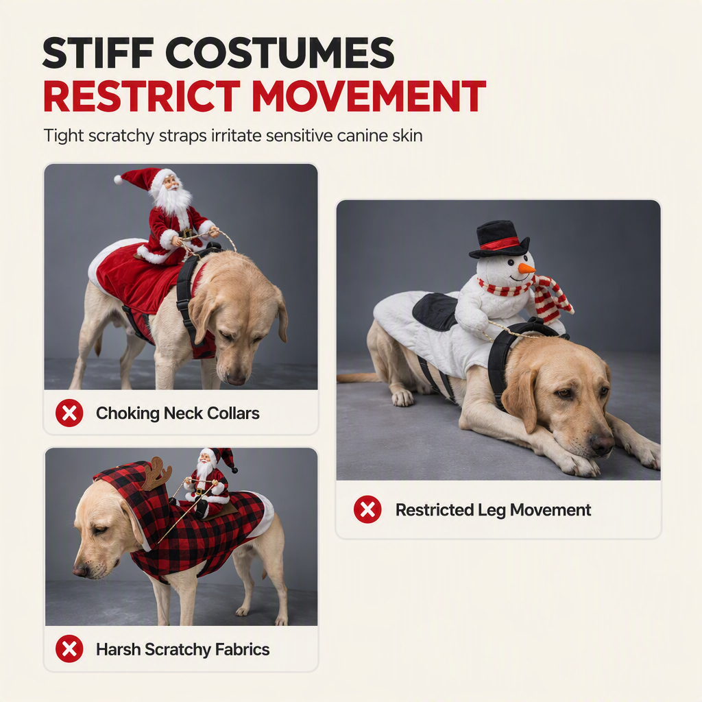 Red Pet Dog Christmas Costume Santa Claus Riding Outfit with Adjustable Chest Strap
