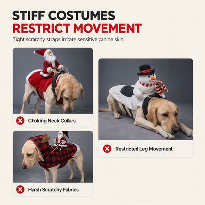 Red Pet Dog Christmas Costume Santa Claus Riding Outfit with Adjustable Chest Strap
