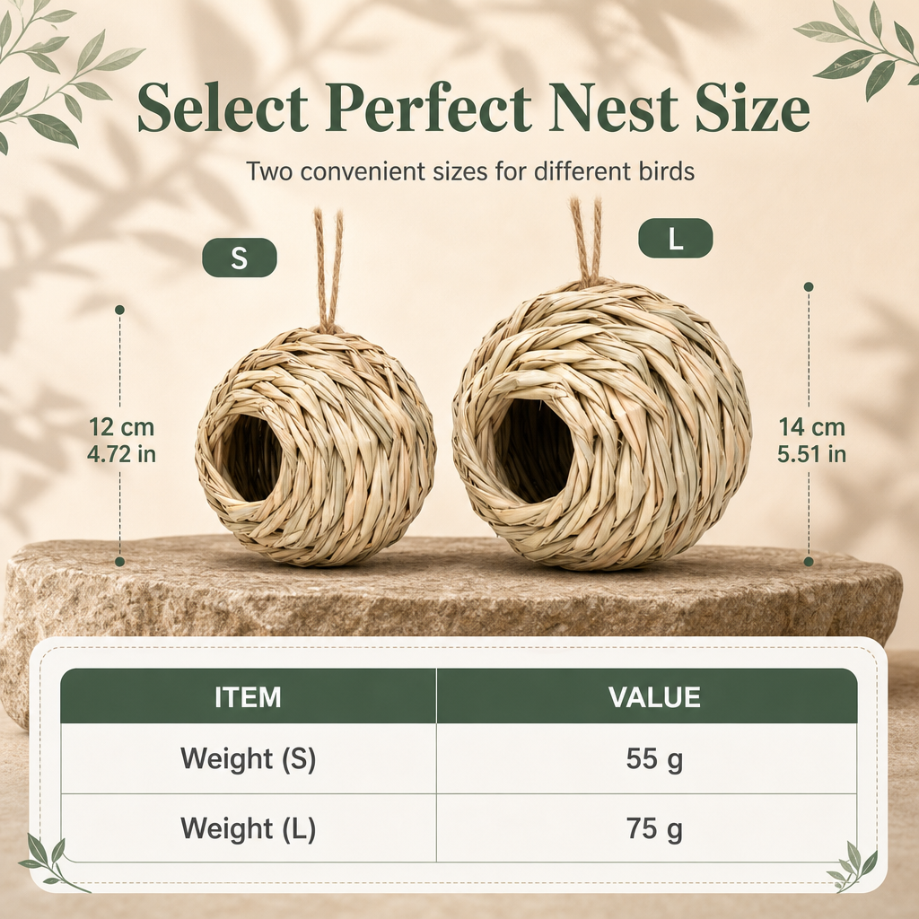 🐦🪺Hand-Woven Spherical Straw Bird Nest | Dense-Weave Shelter Ornament for Backyard Birds🌾