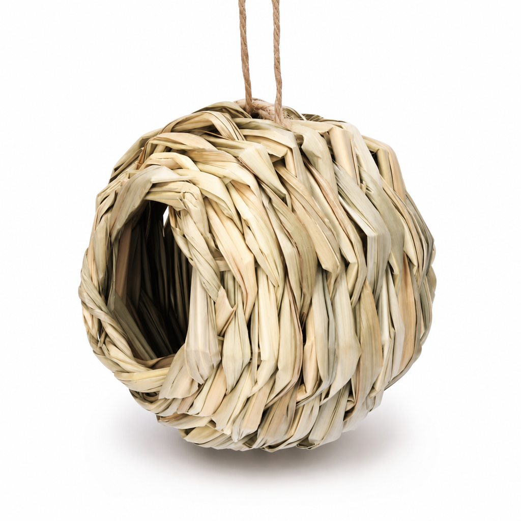 🐦🪺Hand-Woven Spherical Straw Bird Nest | Dense-Weave Shelter Ornament for Backyard Birds🌾