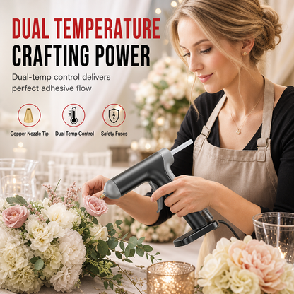 📢📢50% OFF !! ⏰Cordless Hot Melt Glue Gun Set with 2000mAh Rechargeable Battery and Copper Nozzle Includes 10 Glue Sticks for DIY Crafts and Home Use