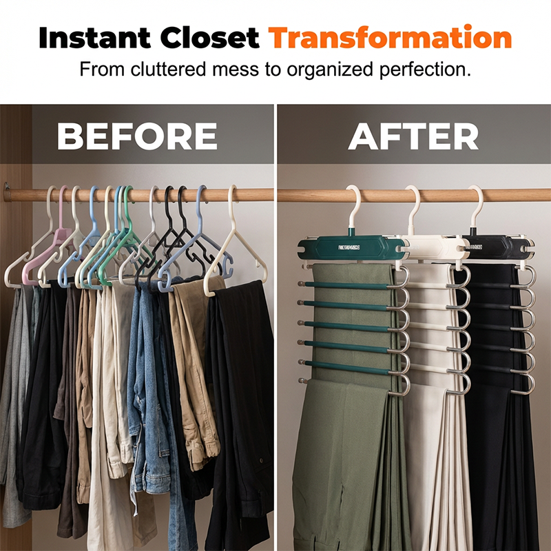 Multi-Layer Space-Saving Pants Hanger
