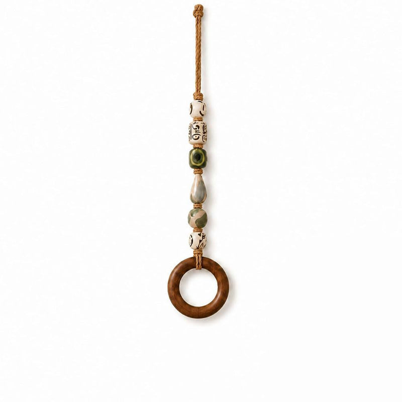 Decorative Beaded Towel Hanger with Wooden Ring