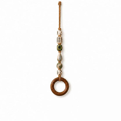 Decorative Beaded Towel Hanger with Wooden Ring
